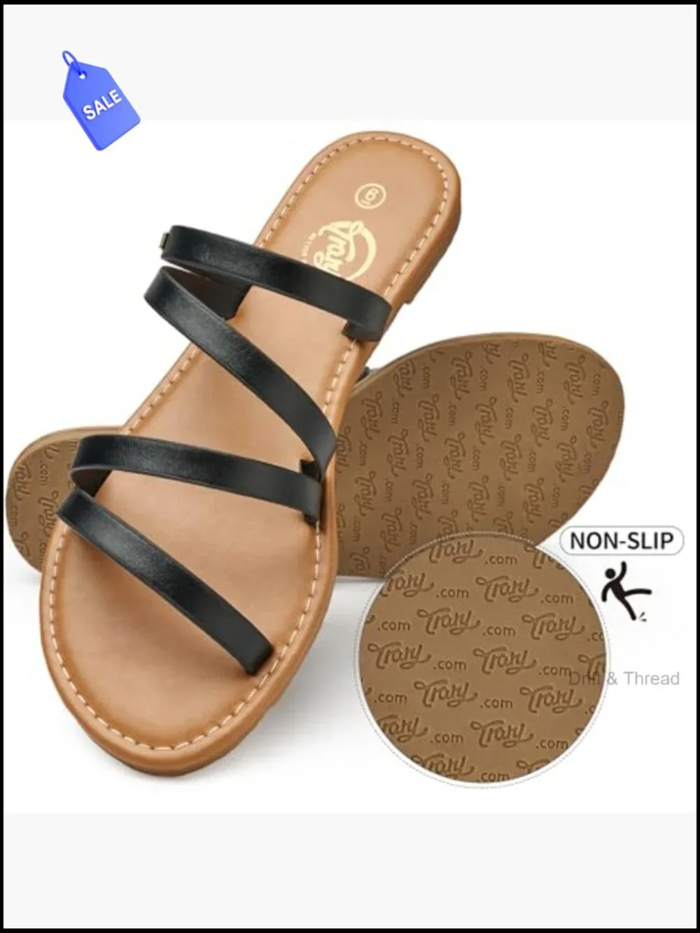 Multi Strap Slide Sandals with Metal Accent Flat Casual Beach Summer Shoes